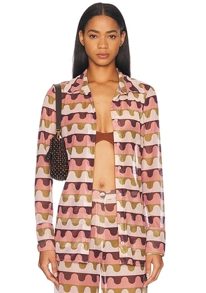 ADRIANA DEGREAS Giardino Long Sleeve Top in Unique - Mauve. Size M (also in ).