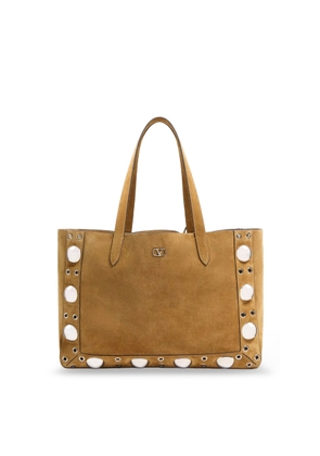 Valentino Garavani Suede Shopping Bag With Metal Logo