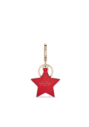 Smythson Star Keyring In Panama In Scarlet Red