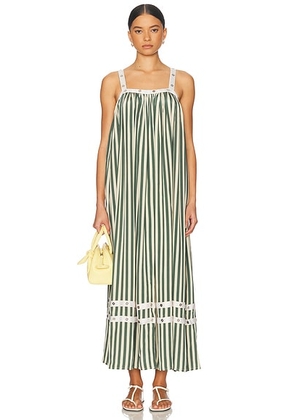 BODE Soda Stripe Dress in Green & Cream - Green. Size M (also in XS).