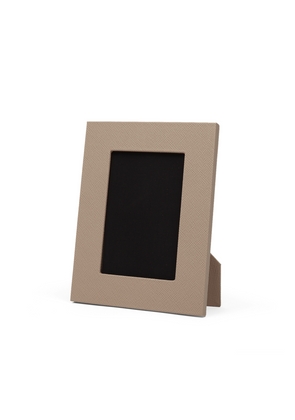 Smythson Small Photo Frame In Panama In Sandstone