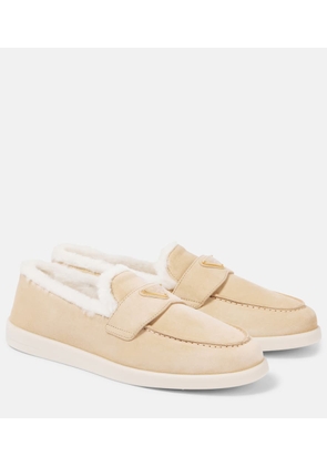 Prada Shearling-lined suede loafers
