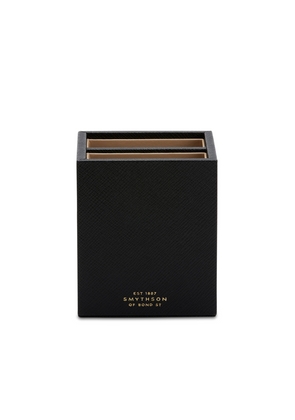 Smythson Pen Pot With Divider In Panama In Black