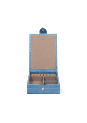 Smythson Travel Tray Jewellery Box In Mara In Nile Blue