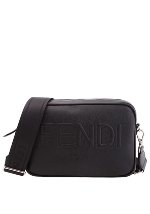 Fendi Embossed Logo Leather Messenger Bag