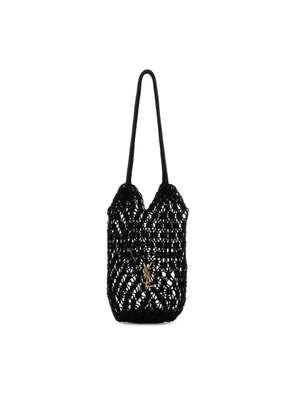 Saint Laurent Black Mesh Large Cassandre Bucket Bag