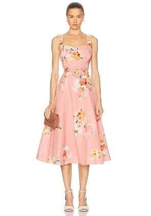 HEMANT AND NANDITA Saba Buckle Long Dress in Peach Floral - Peach. Size M (also in XL).