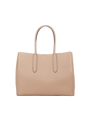 Smythson Day Tote With Zip In Ludlow In Nutmeg