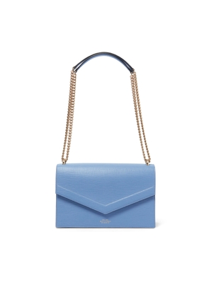 Smythson Envelope Bag With Chain In Panama In Nile Blue