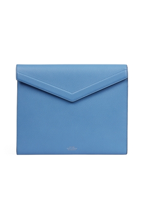 Smythson A4 Envelope Writing Folder In Panama In Nile Blue
