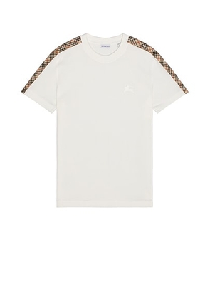 Burberry Check Tape T-Shirt in Chalk - White. Size L (also in M, S, XXL/2X).