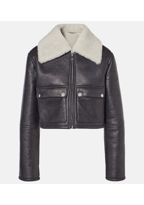 Dolce&Gabbana Shearling-trimmed cropped leather jacket