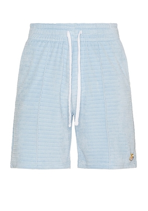 Casablanca Velour Pintuck Shorts in Blue - Baby Blue. Size L (also in M, XL/1X).