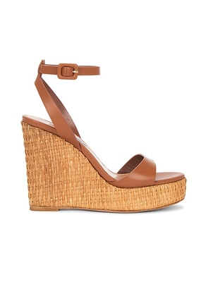 Aquazzura Sunseeker 110 Wedge Sandal in Tobacco - Brown. Size 40 (also in ).