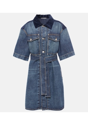 Stella McCartney Corduroy-trimmed denim minidress