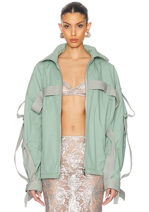 THE ATTICO Bomber Jacket in Sage Green - Green. Size 38 (also in 40).