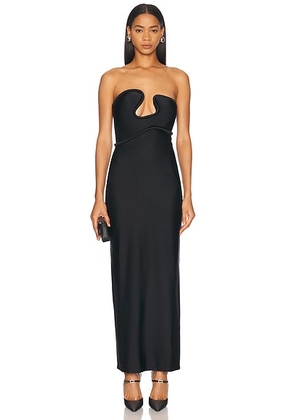 ADRIANA DEGREAS Waves Strapless Long Dress in Black - Black. Size L (also in M).