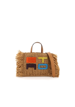 Etro Fringed Raffia Tote Bag
