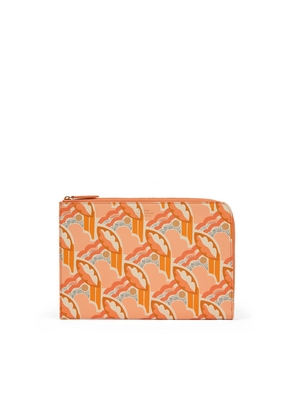 Smythson Slim Pouch In Panama In Bloom Cantaloupe