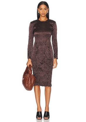 Bottega Veneta Long Sleeve Midi Dress in Ebony - Brown. Size 34 (also in 36, 38, 40).