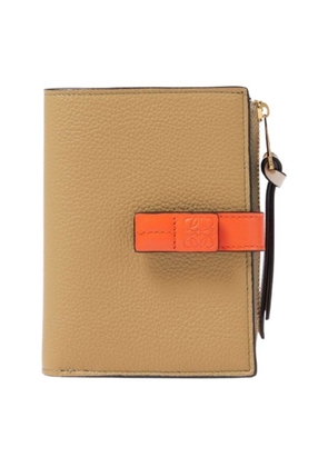 Loewe Slim Zip Bifold Compact Wallet - Clay Green/Vivid Orange