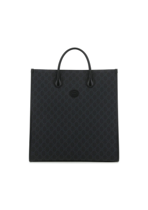 Gucci Gg Supreme Fabric And Leather Shopping Bag