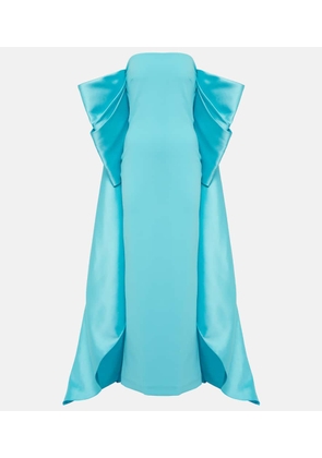Solace London Kyla caped twill and crepe gown