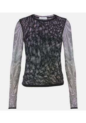 Blumarine Logo tulle-trimmed T-shirt