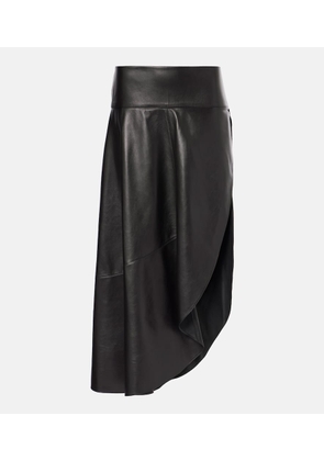 Alaia Asymmetric leather midi skirt