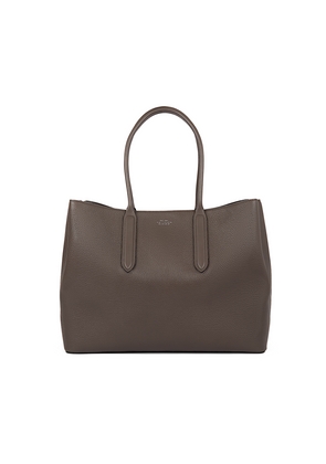 Smythson Day Tote With Zip In Ludlow In Dark Taupe