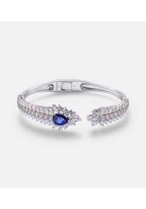 Yeprem Reign Supreme 18kt white gold bangle with diamonds and sapphire
