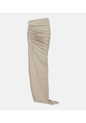 Rick Owens Ruched cotton jersey maxi skirt