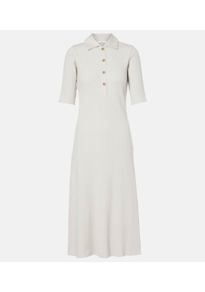 Vince Ribbed-knit cotton-blend polo dress