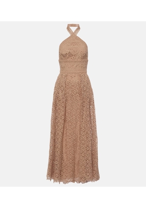 Elie Saab Macrame halterneck cotton-blend midi dress