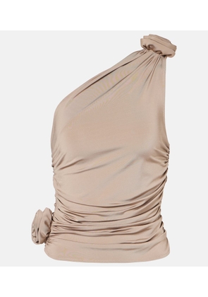 Magda Butrym Floral-applique one-shoulder ruched top