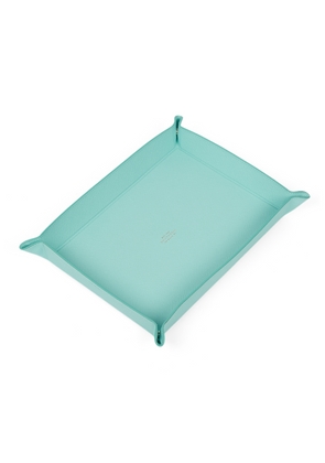 Smythson Large Rectangular Trinket Tray In Panama In Bright Aqua