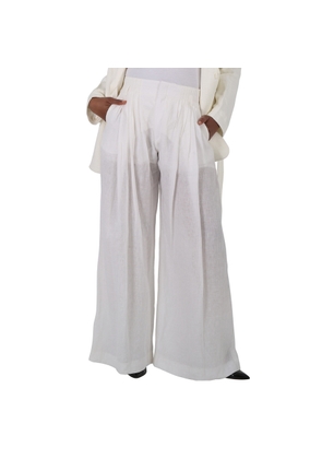 Chloe Ladies White Pleated Wide-Leg Pants, Brand Size 40 (US Size 8)