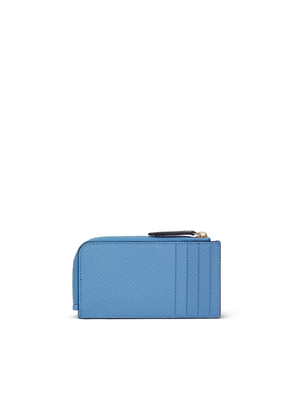 Smythson 4 Card Slot Coin Purse In Panama In Nile Blue