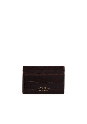 Smythson Flat Card Holder In Mara In Brown