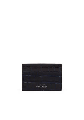 Smythson Flat Card Holder In Mara In Navy