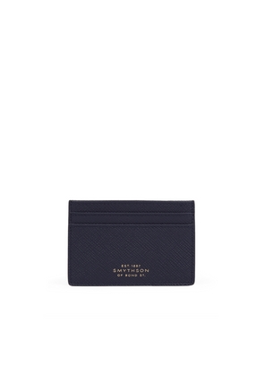 Smythson Flat Card Holder In Panama In Navy