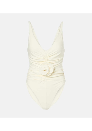 Magda Butrym Floral-applique ruched swimsuit