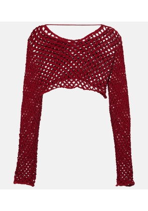 Bananhot Magen open-knit cotton-blend crop top