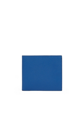 Smythson 6 Card Slot Wallet In Panama In Cerulean