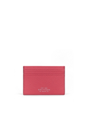 Smythson Flat Card Holder In Panama In Raspberry
