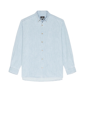 A.P.C. Chemise Mathias Long Sleeve Shirt in Pale Blue - Blue. Size S (also in ).