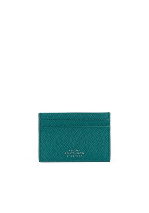 Smythson Flat Card Holder In Panama In Petrol