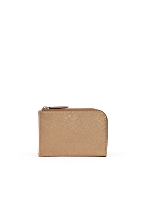 Smythson Small Flat Pouch In Panama In Bronze