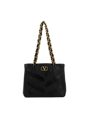 Valentino Garavani Black Leather La Seine Shopping Bag