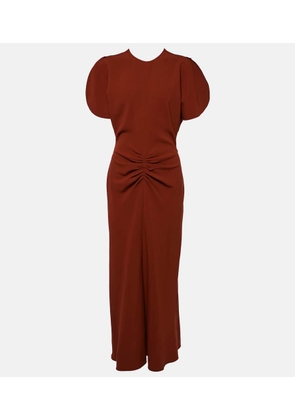 Victoria Beckham Puff-sleeve gathered midi dress